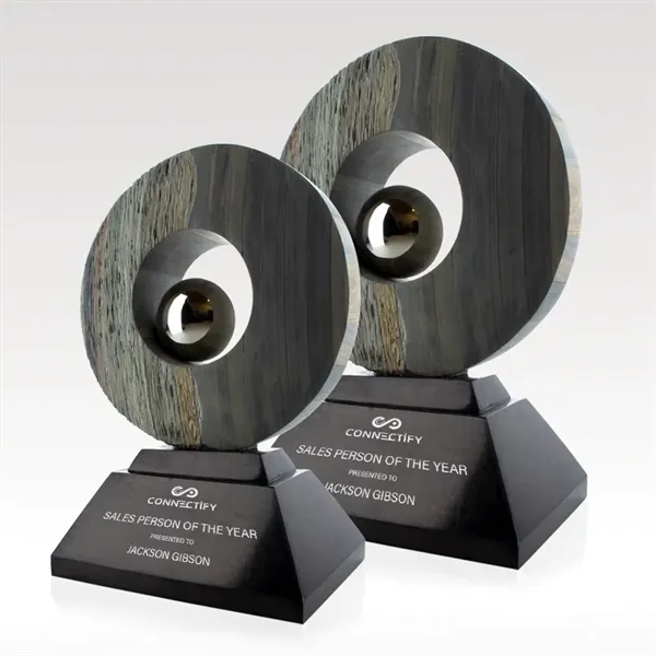 Rough and smooth multicolored award features stainless accents and an ebony... from ASI 93986 Visions/Awardcraft / Visions Awards
