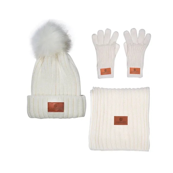 Leeman™ 3 Piece Rib Knit Fur Pom Winter Knit Set with... from ASI 79530 Prime Line