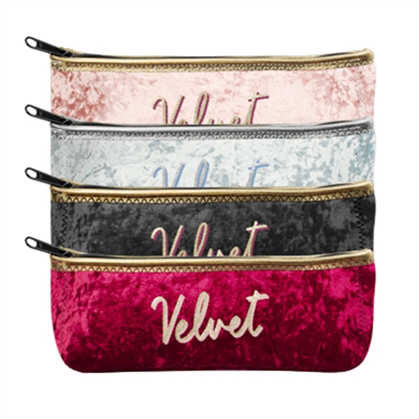 Velvet neoprene storage pouch with zippered closure, gusseted pouch, color stitching... from ASI 74710 Numo / NUMO