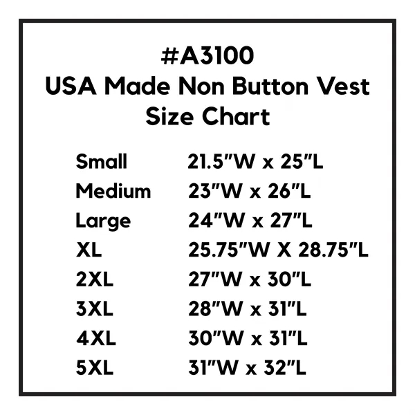 Non-button unisex vest with two pockets, USA made... from ASI 36558 Aprons, Etc.