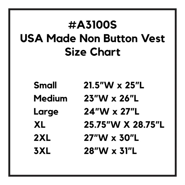 Non-button unisex vest with two pockets, USA made... from ASI 36558 Aprons, Etc.