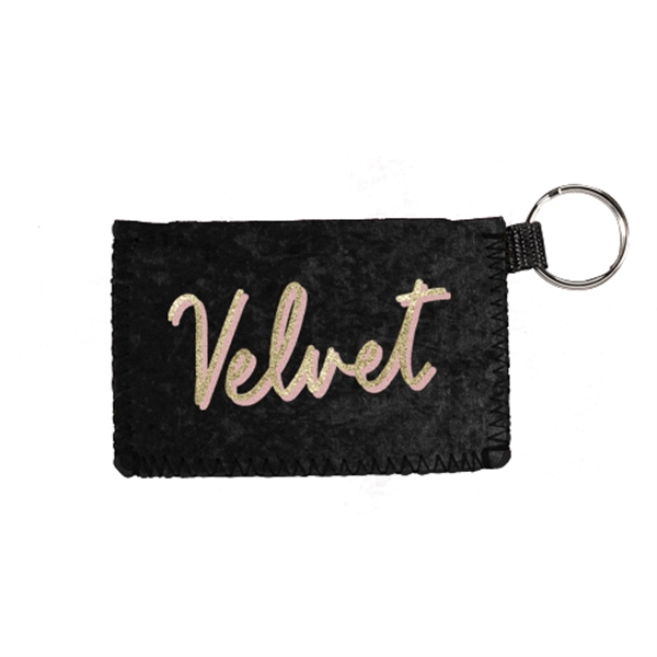4.125" x 2.75" velvet neoprene card holder with split keyring.... from ASI 74710 Numo / NUMO