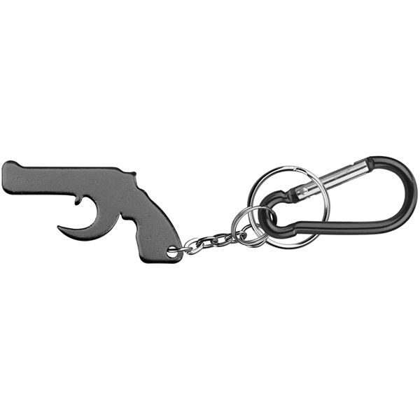 Gun shape bottle opener with key chain with carabineer.... from ASI 74585 Nu Promo International / Nu Promo Line