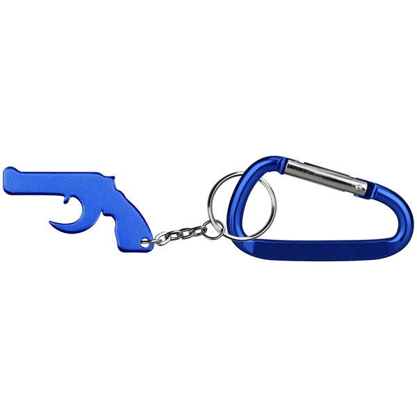 Gun shape bottle opener with key chain with carabineer.... from ASI 74585 Nu Promo International / Nu Promo Line