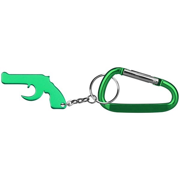 Gun shape bottle opener with key chain with carabineer.... from ASI 74585 Nu Promo International / Nu Promo Line