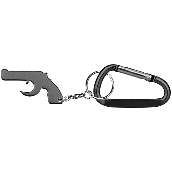 Gun shape bottle opener with key chain with carabineer.... from ASI 74585 Nu Promo International / Nu Promo Line