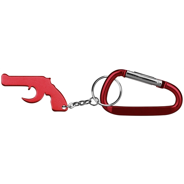 Gun shape bottle opener with key chain with carabineer.... from ASI 74585 Nu Promo International / Nu Promo Line