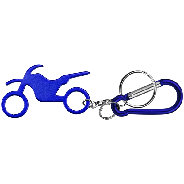 Motorbike shape bottle opener with keychain and carabineer.... from ASI 74585 Nu Promo International / Nu Promo Line