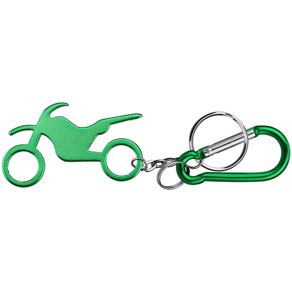 Motorbike shape bottle opener with keychain and carabineer.... from ASI 74585 Nu Promo International / Nu Promo Line