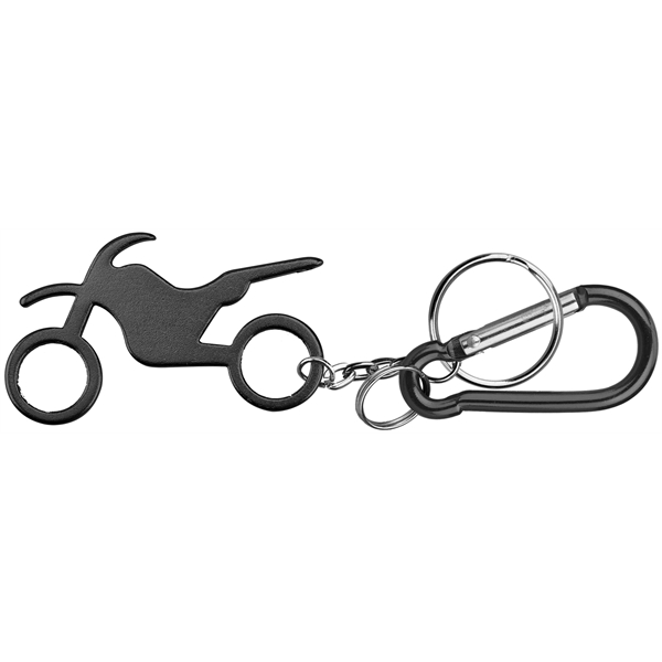 Motorbike shape bottle opener with keychain and carabineer.... from ASI 74585 Nu Promo International / Nu Promo Line