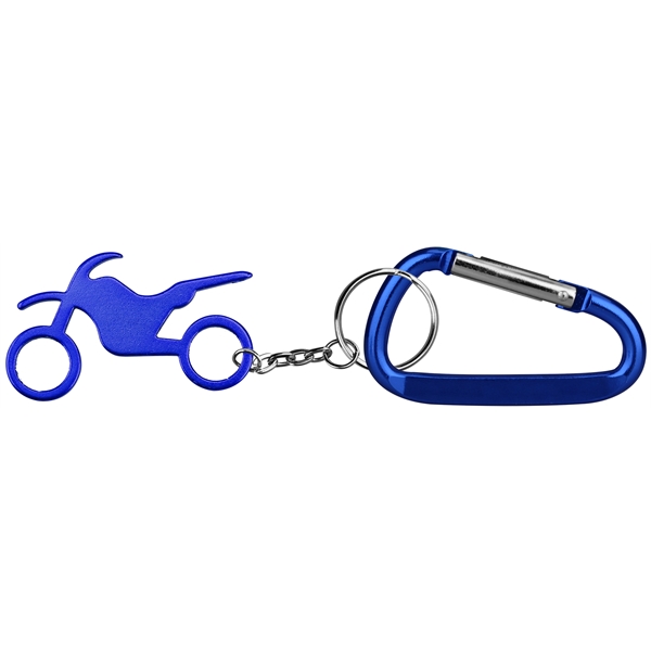 Motorbike shape bottle opener with keychain and carabineer.... from ASI 74585 Nu Promo International / Nu Promo Line