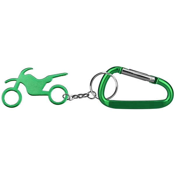 Motorbike shape bottle opener with keychain and carabineer.... from ASI 74585 Nu Promo International / Nu Promo Line