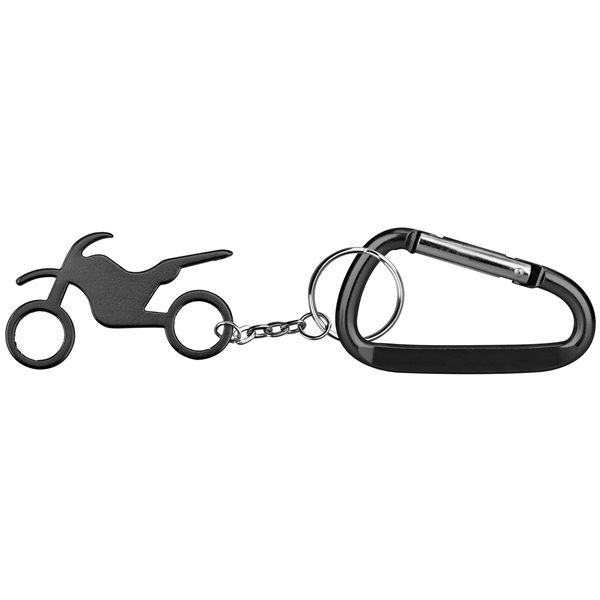 Motorbike shape bottle opener with keychain and carabineer.... from ASI 74585 Nu Promo International / Nu Promo Line
