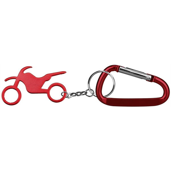 Motorbike shape bottle opener with keychain and carabineer.... from ASI 74585 Nu Promo International / Nu Promo Line