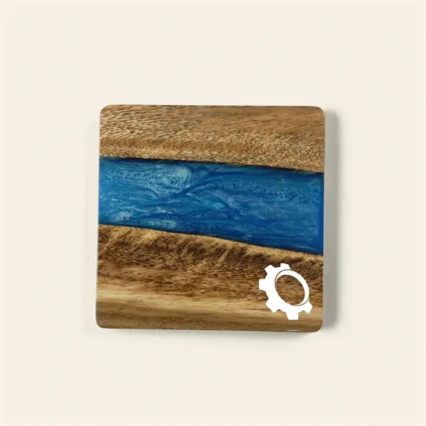 This set of four hardwood and resin coasters are naturally water-resistant... from ASI 93986 Visions/Awardcraft
