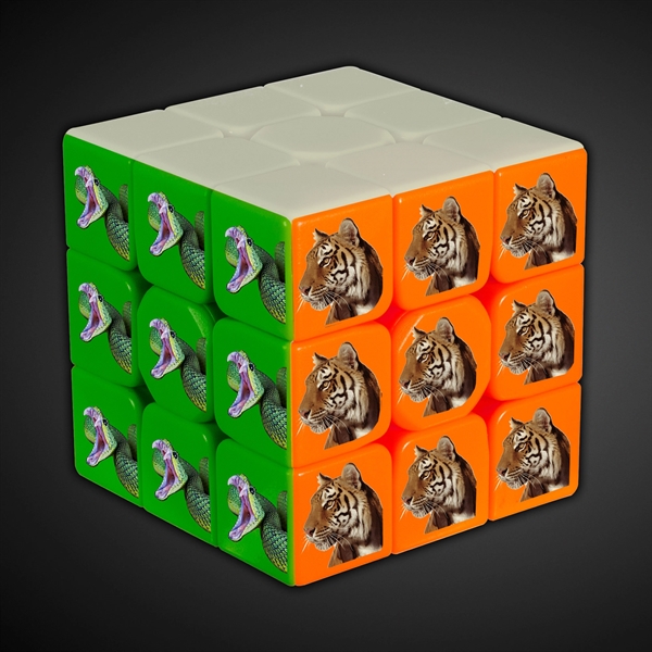2 1/2" puzzle cube designed with bright neon colors.... from ASI 42016 Brighter Promotions Inc