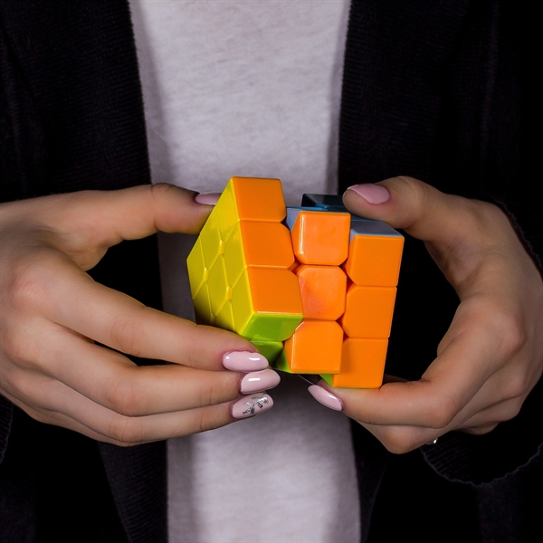 2 1/2" puzzle cube designed with bright neon colors.... from ASI 42016 Brighter Promotions Inc