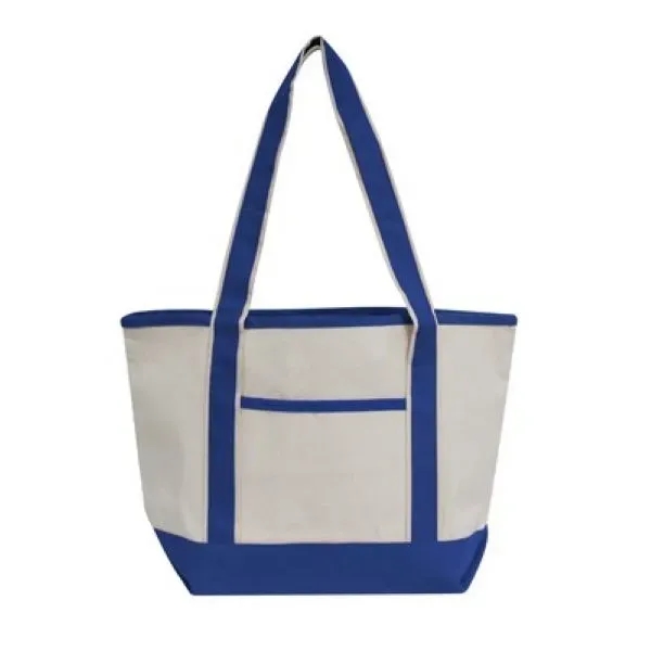 Promotional cotton canvas heavyweight boat tote bag with front pocket.... from ASI 66230 Landes Inc