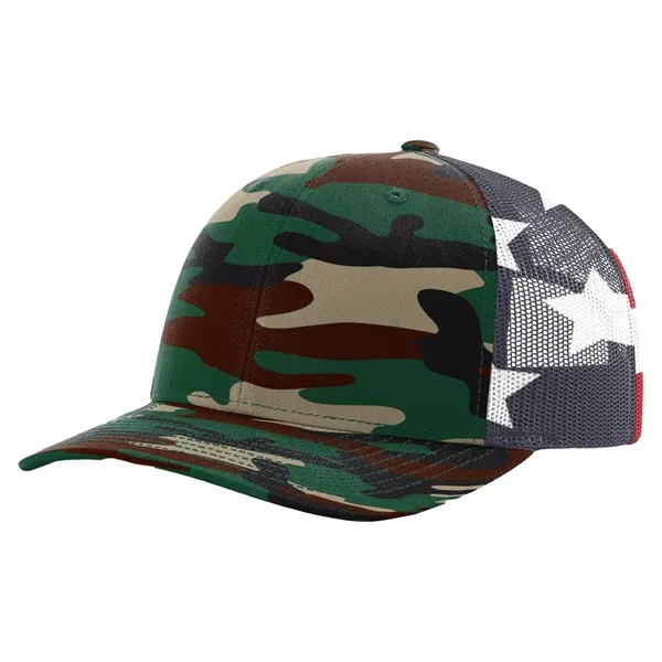 Richardson #112PM snapback six-panel cotton and polyester trucker cap with plastic... from ASI 74601 Calico