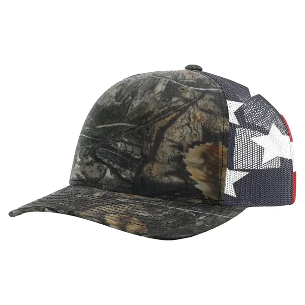 Richardson #112PM snapback six-panel cotton and polyester trucker cap with plastic... from ASI 74601 Calico