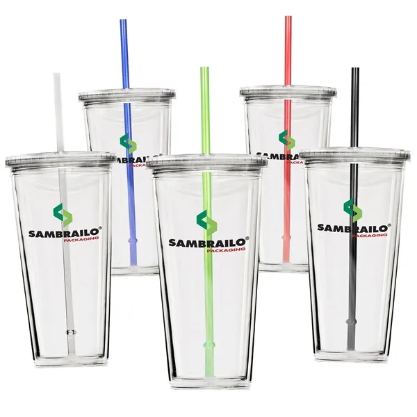 20 ounce double wall acrylic tumbler with screw-top lid and straw.... from ASI 39820 Opusline (Benmex) / Opus Line