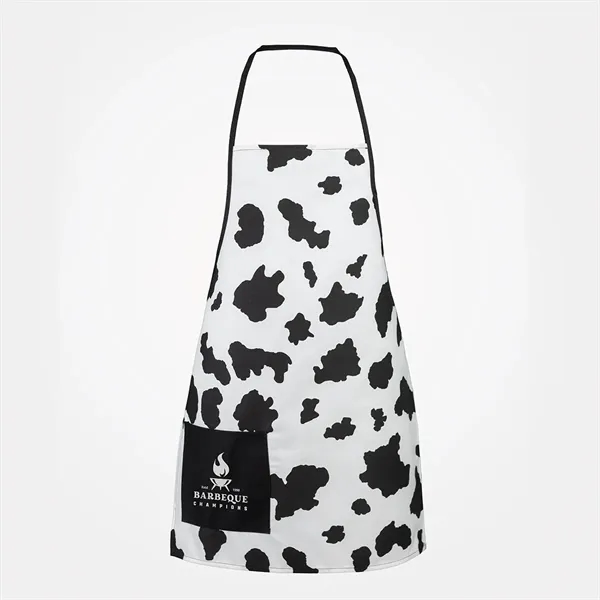 Cow print bib apron, single pocket - blank or 1 screen... from ASI 36558 Aprons, Etc.