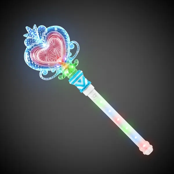 Heart-shaped wand with light-up handle, blue or pink trim and 3... from ASI 42016 Brighter Promotions Inc
