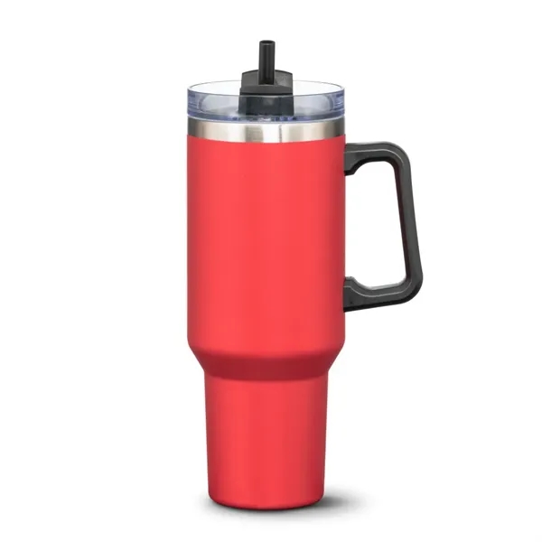 The double-insulated 40oz Compeer Handle Travel Mug is the ultimate companion... from ASI 84592 St Regis Group