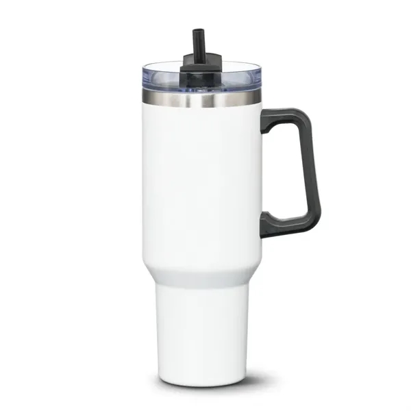 The double-insulated 40oz Compeer Handle Travel Mug is the ultimate companion... from ASI 84592 St Regis Group