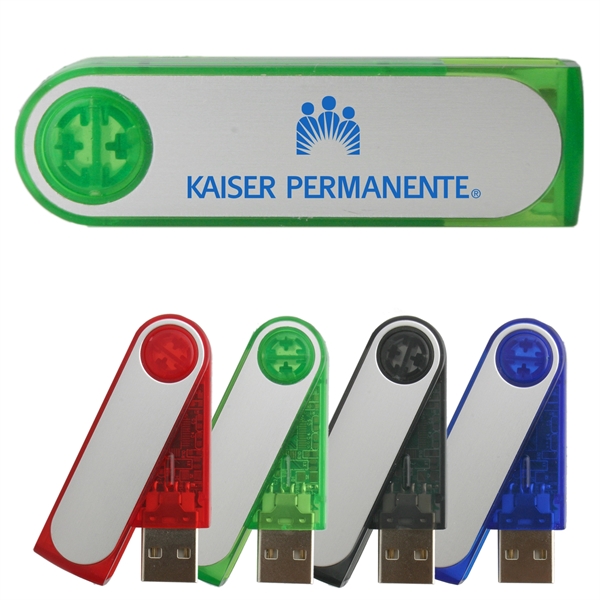 Colorful transparent USB flash drives with a swivel closure... from ASI 62124 iClick, Inc. / iClick®