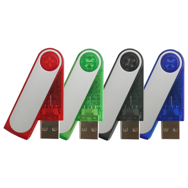 Colorful transparent USB flash drives with a swivel closure... from ASI 62124 iClick, Inc. / iClick®