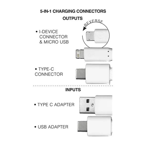 5-in-1 USB charging cable with bamboo wood accent and metal carabiner... from ASI 62660 Innovation Line