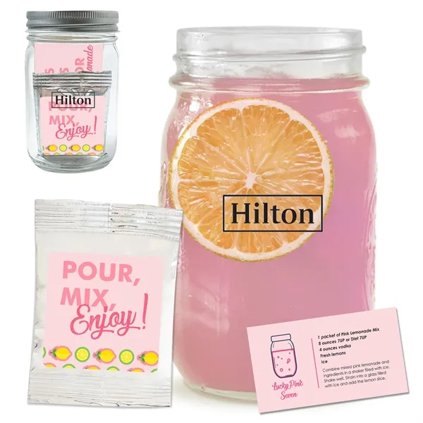 12 oz. Mason Jar with Pink Lemonade Mix... from ASI 71685 Midnite Snax®