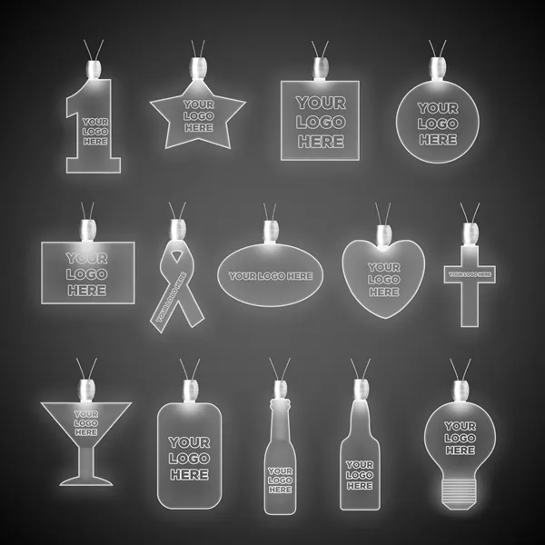 Acrylic pendant necklaces with a 24" necklace and LED lights; offered... from ASI 42016 Brighter Promotions Inc