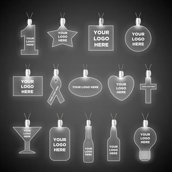 Acrylic pendant necklaces with a 24" necklace and LED lights; offered... from ASI 42016 Brighter Promotions Inc