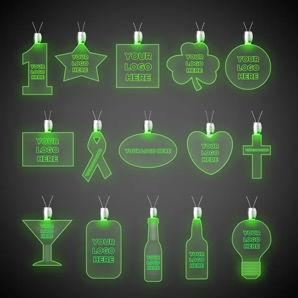 Acrylic pendant necklaces with a 24" necklace and LED lights; offered... from ASI 42016 Brighter Promotions Inc