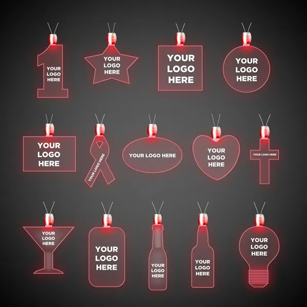 Acrylic pendant necklaces with a 24" necklace and LED lights; offered... from ASI 42016 Brighter Promotions Inc