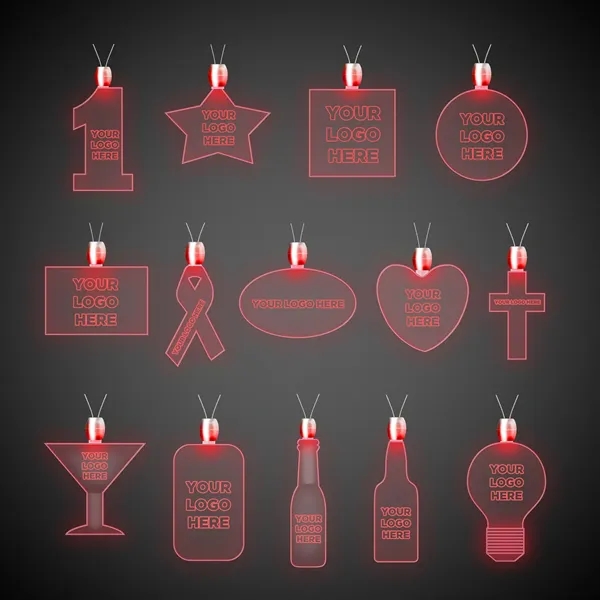 Acrylic pendant necklaces with a 24" necklace and LED lights; offered... from ASI 42016 Brighter Promotions Inc