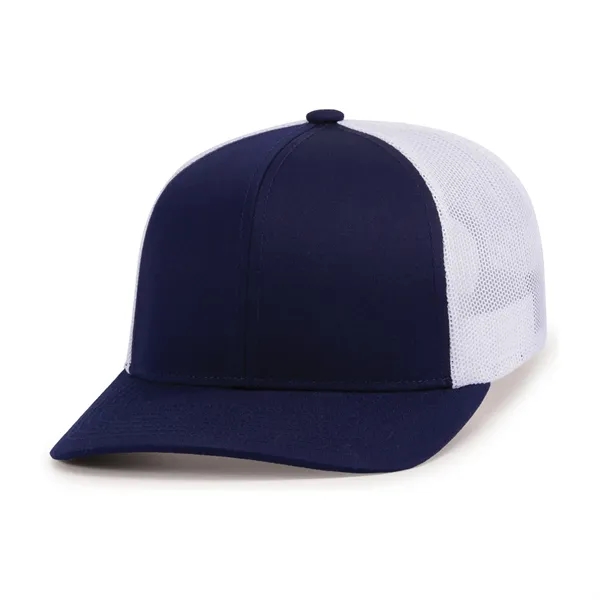 Trucker Snapback Cap with a poly/cotton blend and pro-stitched finish.... from ASI 37461 Augusta Sportswear / Pacific Headwear