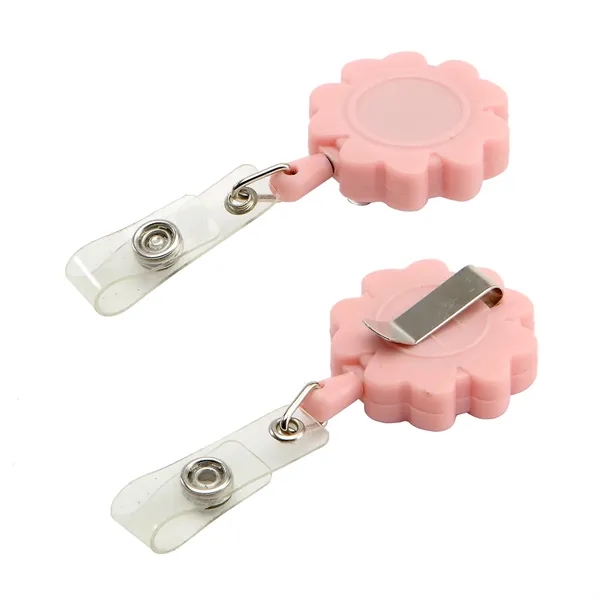 Retractable flower shape badge reel with epoxy dome on 1 location... from ASI 37218 Athena Promo (tm)