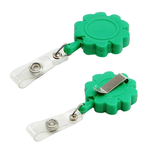Retractable flower shape badge reel with epoxy dome on 1 location... from ASI 37218 Athena Promo (tm)