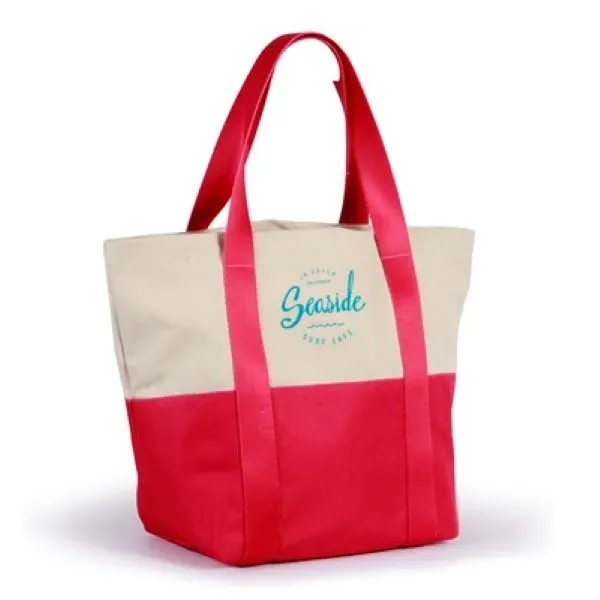 Natural canvas tote bag with poly bottom and straps, perfect use... from ASI 66230 Landes Inc