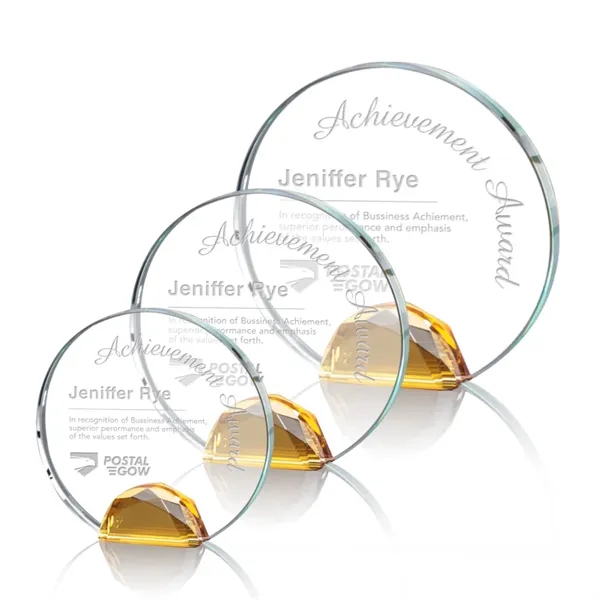 Magnificent Optical Crystal Award with a sparkling multifaceted Amber Optical crystal... from ASI 84592 St Regis Group / St Regis