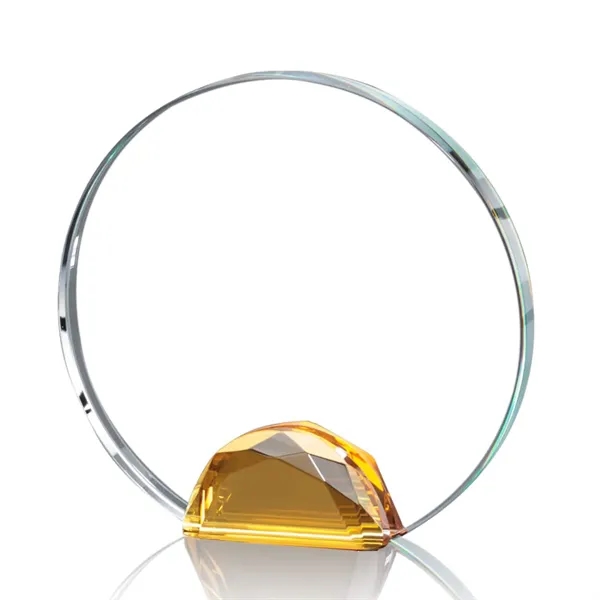 Magnificent Optical Crystal Award with a sparkling multifaceted Amber Optical crystal... from ASI 84592 St Regis Group / St Regis