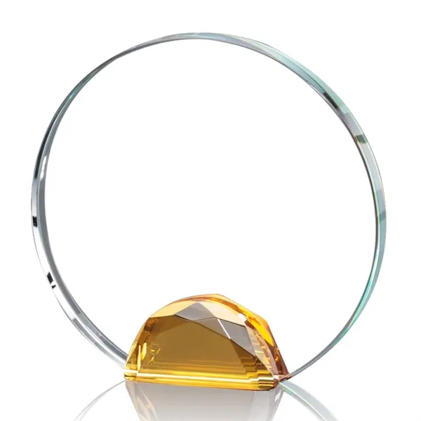 Magnificent Optical Crystal Award with a sparkling multifaceted Amber Optical crystal... from ASI 84592 St Regis Group / St Regis