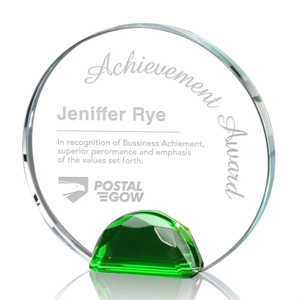 Magnificent Optical Crystal Award with a sparkling multifaceted Emerald Optical crystal... from ASI 84592 St Regis Group / St Regis