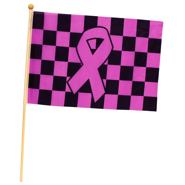 12" x 18" pink ribbon checkered flag... from ASI 42016 Brighter Promotions Inc / Chemical Light™ Liquid Light