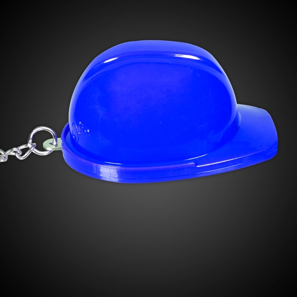 Construction hat-shaped bottle opener keychain, made of plastic.... from ASI 42016 Brighter Promotions Inc