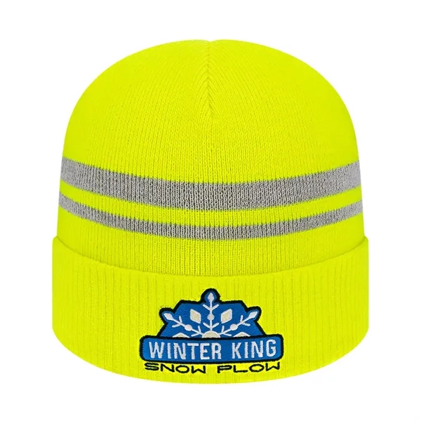 Acrylic knit cap with heavy ribbed cuff with poly blend reflective... from ASI 43792 Cap America Inc