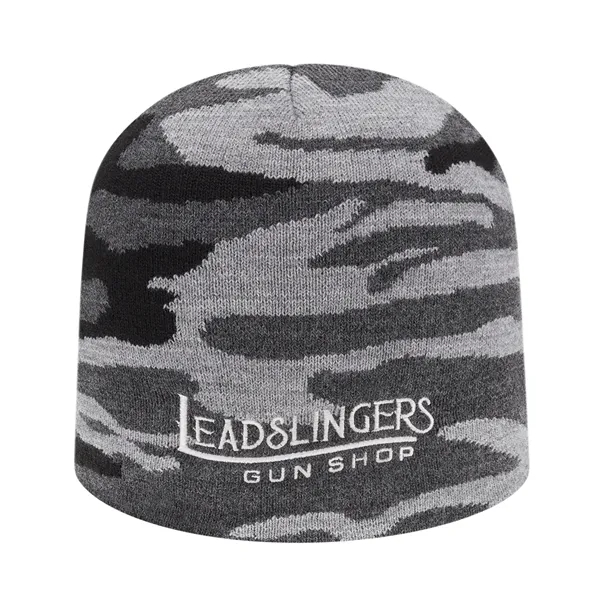 Knit acrylic beanie with urban camouflage print.... from ASI 43792 Cap America Inc